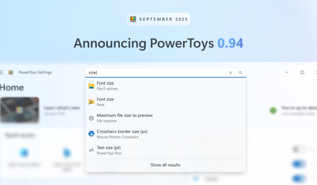 PowerToys 0.94 libéré avec la recherche de paramètres, la détection des conflits de raccourci, et plus