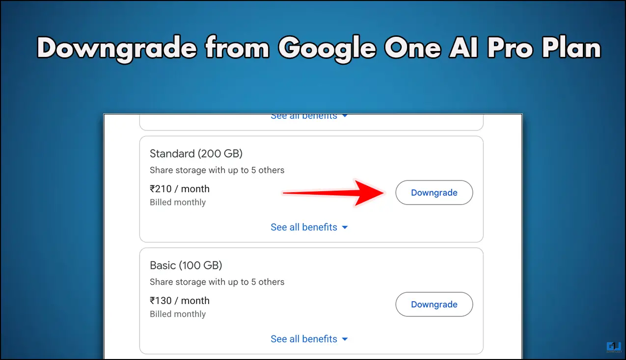 Comment rétrograder de Google One AI Pro Plan