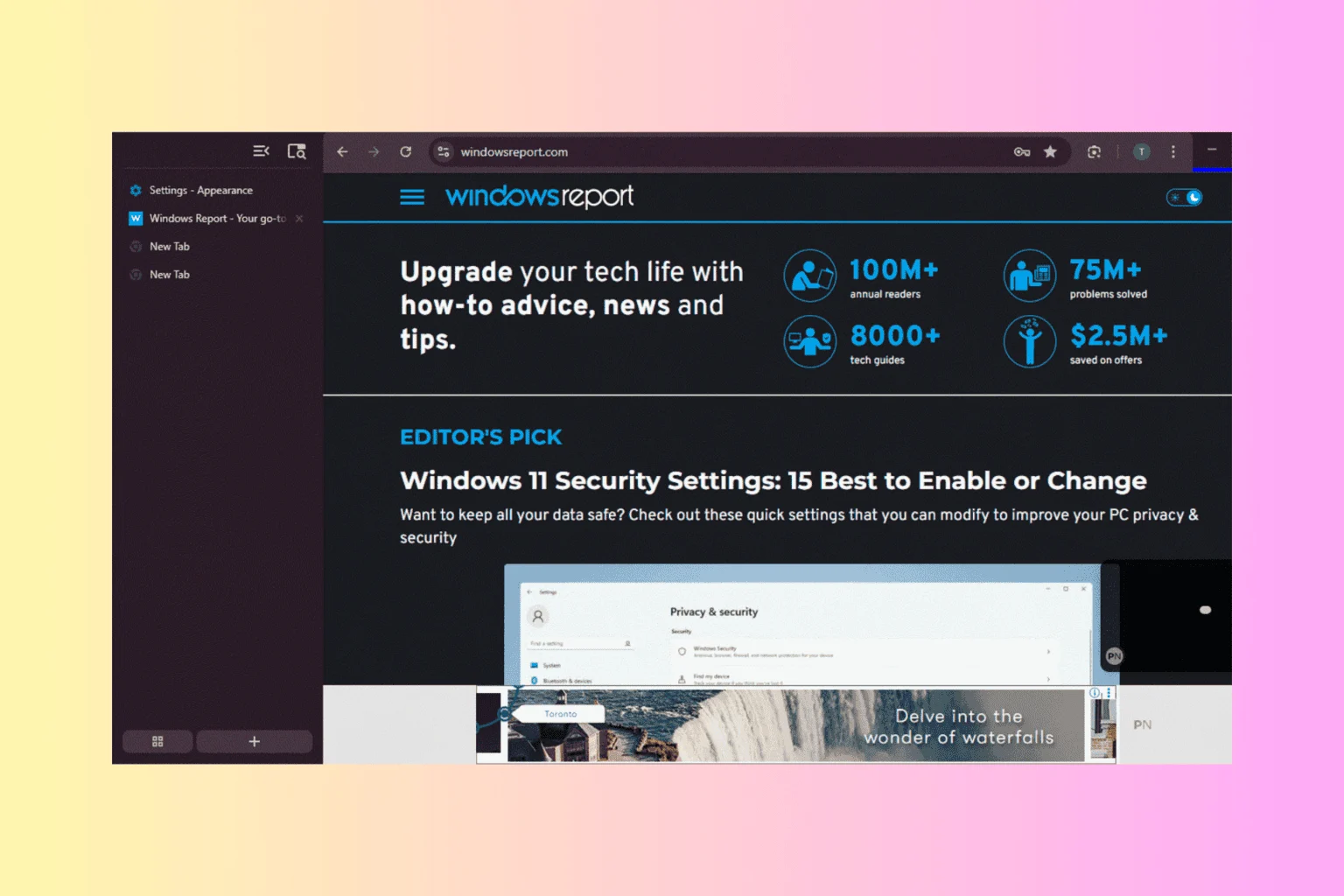 Les onglets verticaux cachés de Chrome sont devenus plus faciles à activer