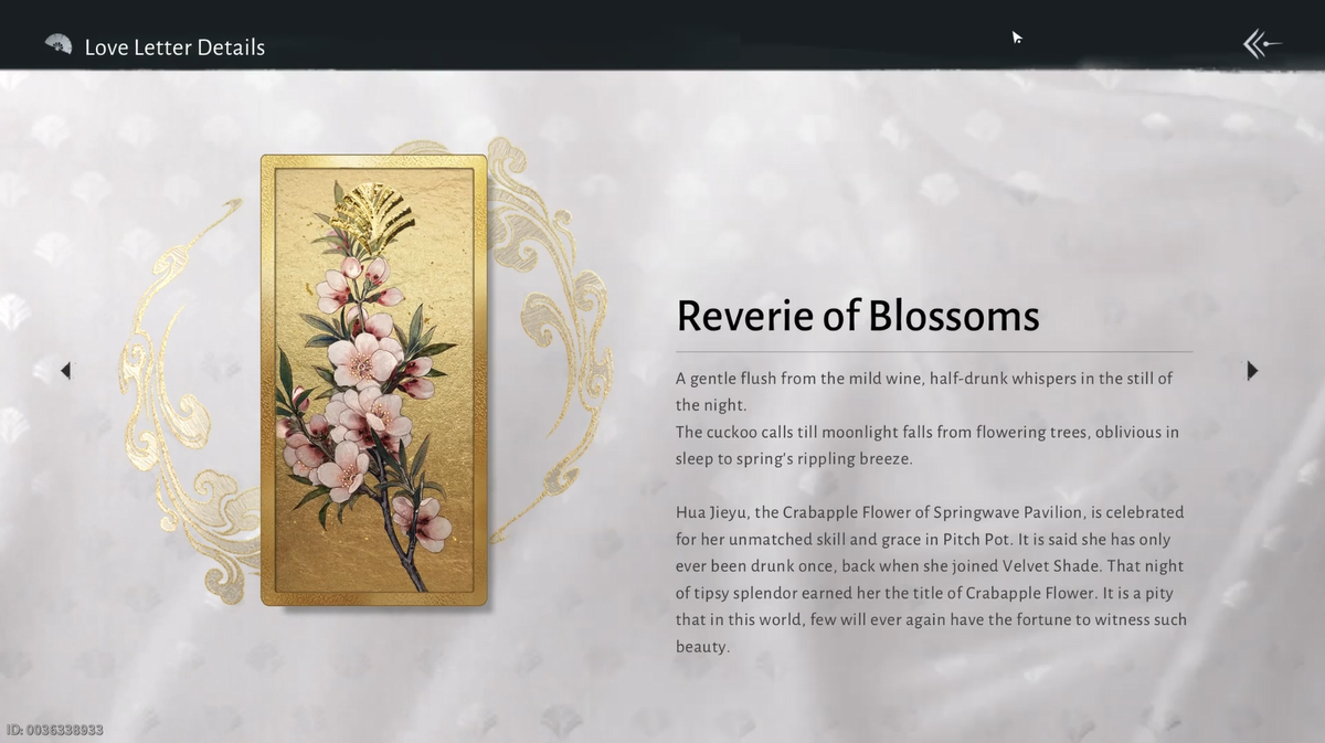 Guide des lettres d'amour du parfum Reverie of Blossoms 